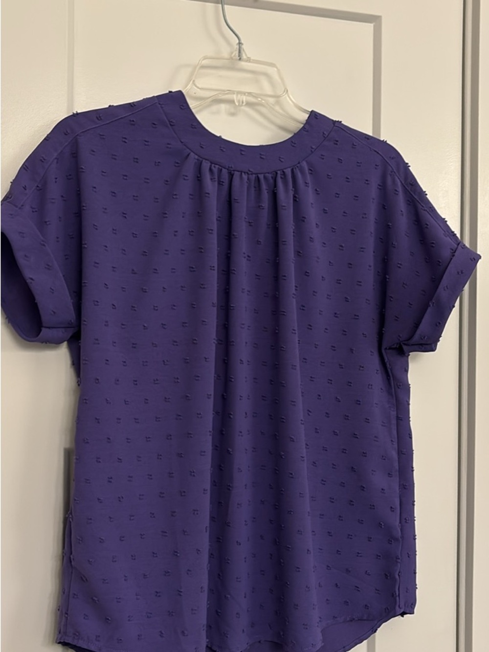 Purple Textured Short Sleeve Blouse